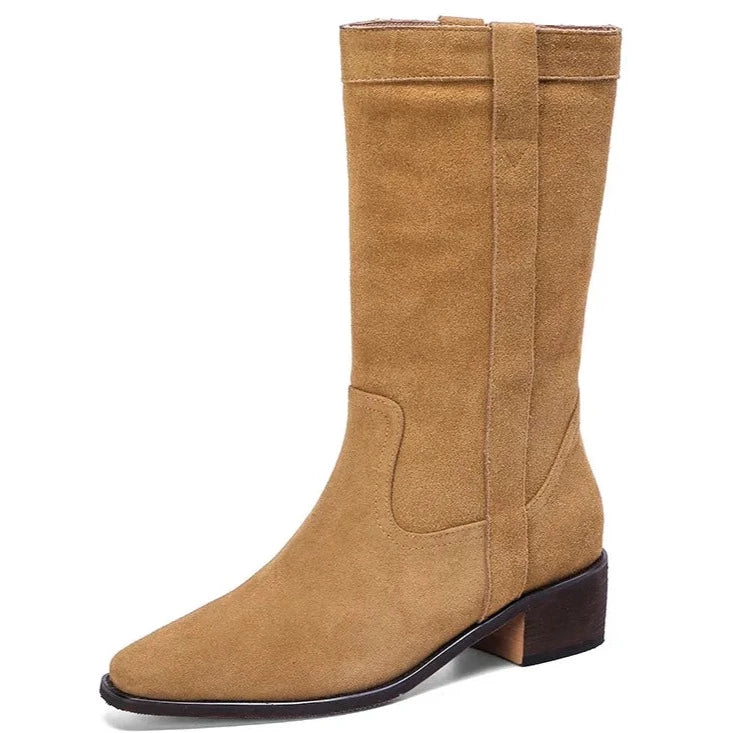Bottes top daim femme