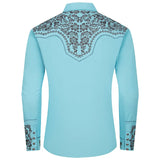 Chemise Style Cowboy pour Homme Bleue Turquoise