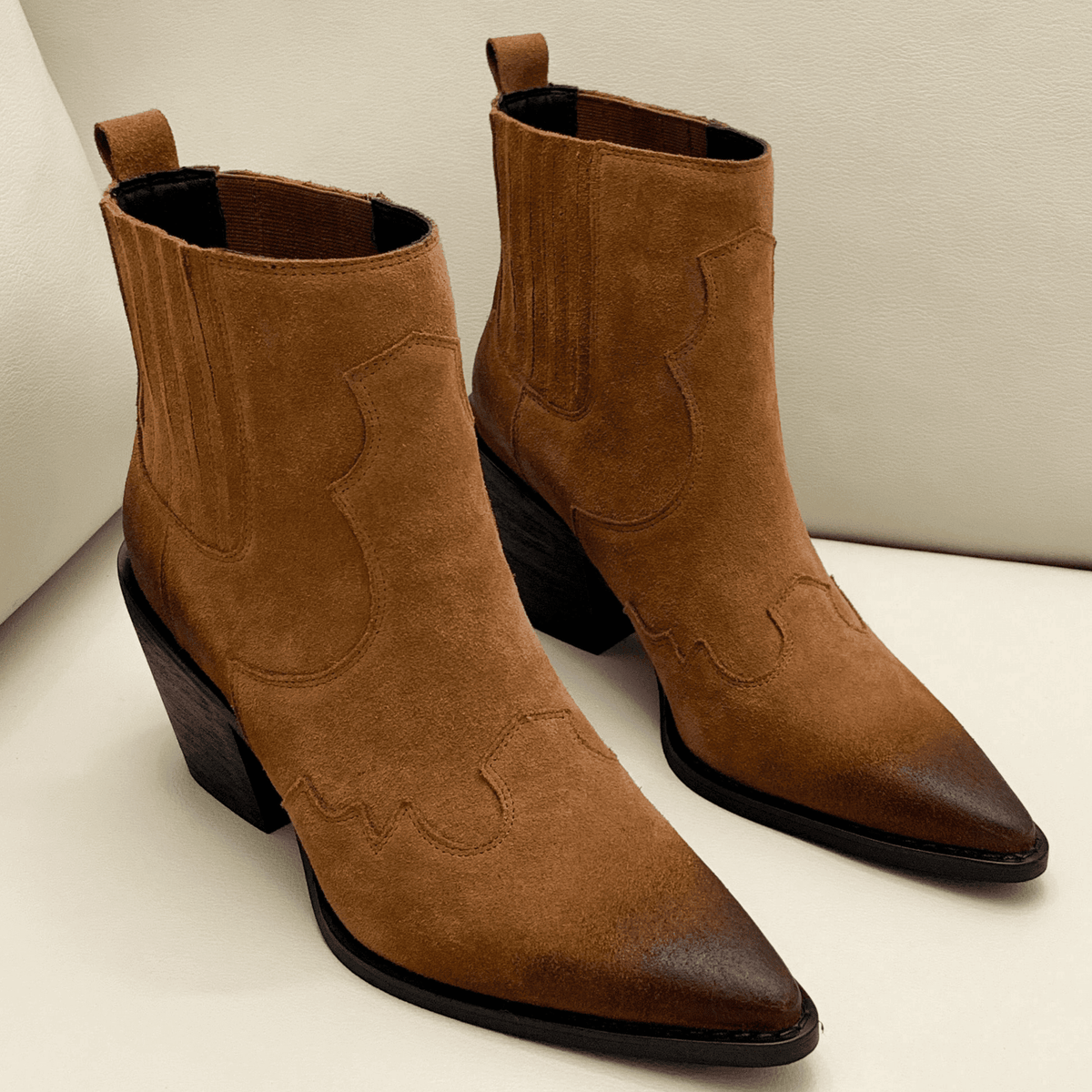 Bottines Santiags Camel pour Femme Le Cowboy