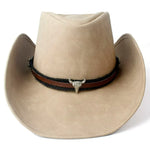 Chapeau de Cowboy Beige en Cuir