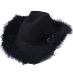 Chapeau de Cowboy Noir à Fourrure