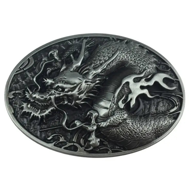 Boucle De Ceinture Homme Tête De Dragon En Alliage Doré - Style Rock/moto, 40mm
