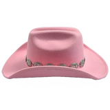 Chapeau de Cowboy Femme Rose avec Conchos