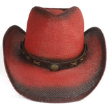 Chapeau de Cowboy Femme en Paille Rouge