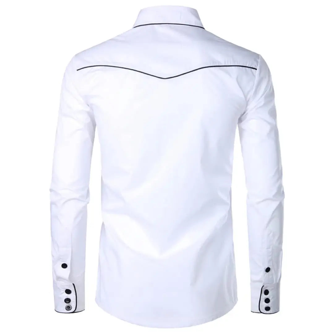 Chemise Cowboy Relco Brodée Fleurs Western - Blanche Et Bleue, Snaps, Neuve Avec étiquettes