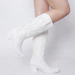 Bottes Country Blanches Brodées 