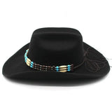 Chapeau Cowgirl Noir Style Amérindien 