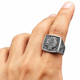 Bague Tête de Mort Indien en Acier
