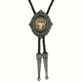Bolo Tie avec Tête de Bison Dorée
