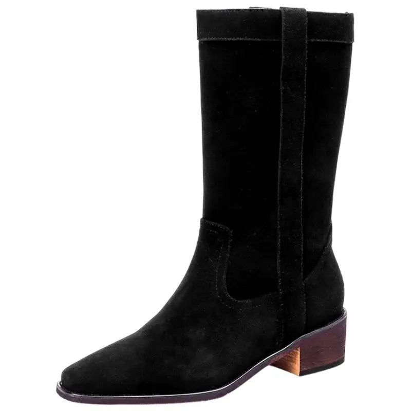 Bottes De Cowboy Mi-mollet Pour Femme - Taille US 7M, Cuir Et Daim Marron, Occasion Très Bon état