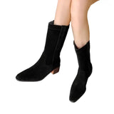 Bottes Cowboy en Daim Noir pour Femme