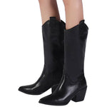 Bottes Cowboy Noires pour Femme à Talons Hauts