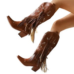 Bottes Cowboy Hautes Marron pour Femme