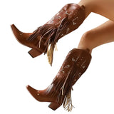 Bottes Cowboy Hautes Marron pour Femme