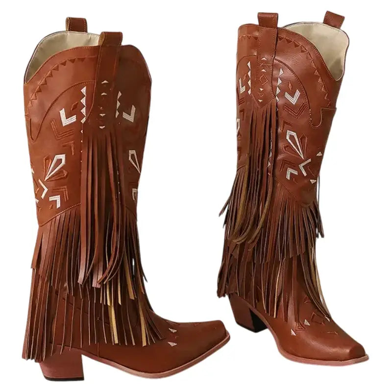 Bottes Western Homme Sur Mesure - Marron - Cuir - Pointe Carrée - Fabriquées Au Pakistan - Neuves