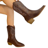 Bottes Cowboy Marron en Cuir pour Femme