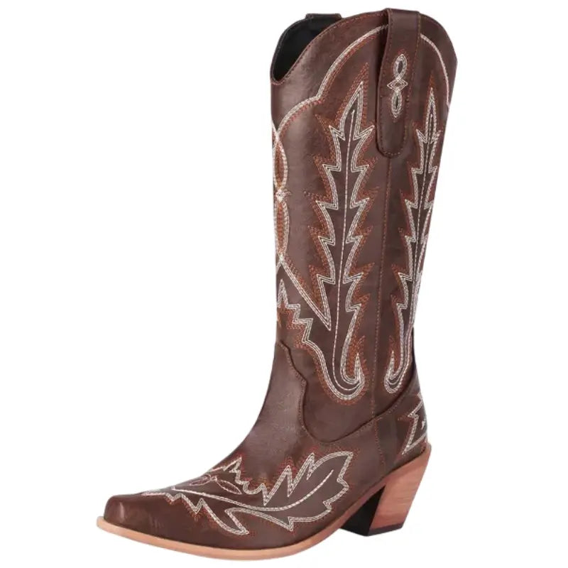 Bottes de cowboy vintage en cuir véritable marron Bottes de cowboy vintage en cuir véritable marron