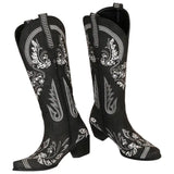 Bottes de Danse Country Noires avec Broderies
