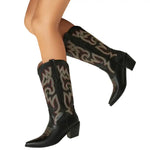 Bottes Style Cowboy Noires pour Femme
