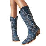 Bottes Type Santiags Bleues pour Femme