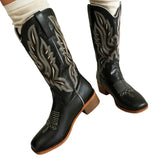 Bottes Western Noires pour Femme a Bouts Carrés