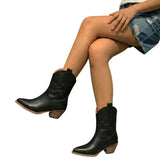 Bottines Cowboy Noires en Cuir