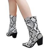Bottines Cowboy Serpent Blanches