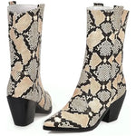 Bottines Cowboy Serpent Beiges
