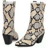 Bottines Cowboy Serpent Beiges