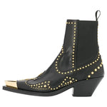 Bottines Style Cowboy Noires avec Rivets Or