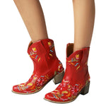 Bottines Santiag Rouges Femme Style Country