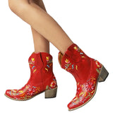 Bottines Santiag Rouges Femme Look Cowgirl
