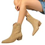 Bottines Western Beiges en Daim