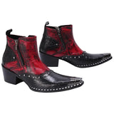 Bottines Western Cloutées Rouges et Noires
