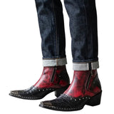 Bottines Western Cloutées en Cuir