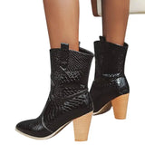 Bottines Western Croco Noires