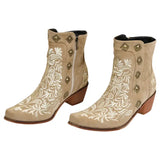 Bottines Western Beiges pour Femme Style Cowboy