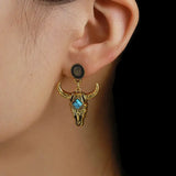 Boucles d'Oreilles Cowboy pour Femme avec Tete de Taureau