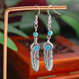 Boucles d'Oreilles Plume Turquoise