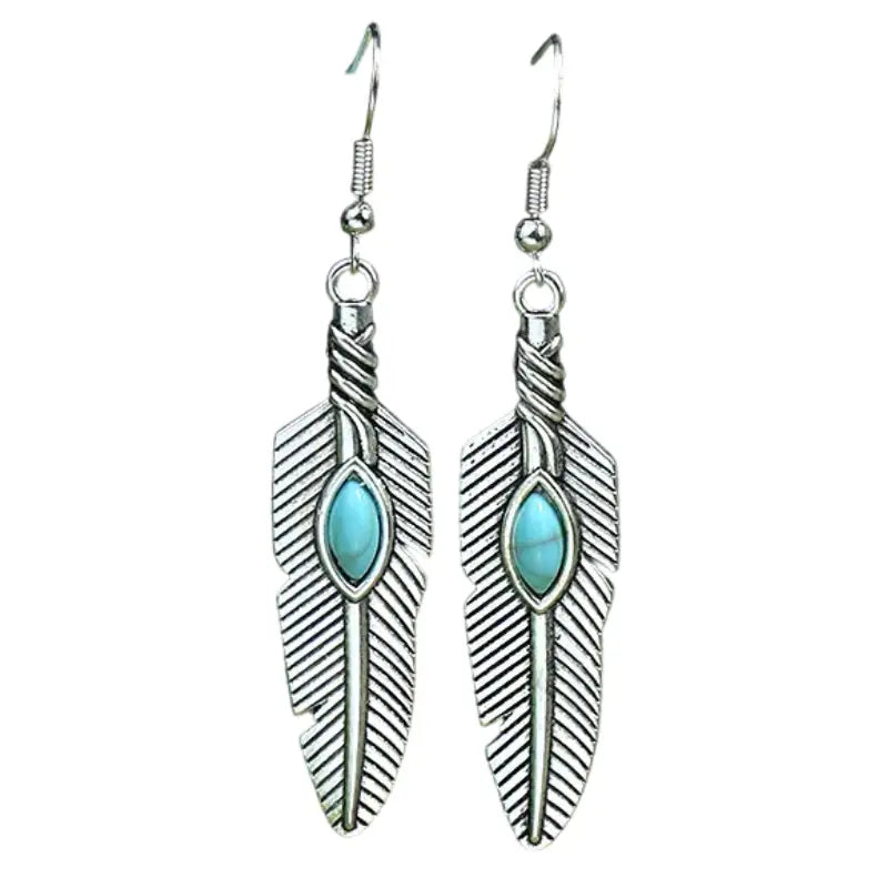 Boucles D'oreilles Country Plumes Et Argent 925‰ - Modèle LBF 005, Neuf Avec étiquettes