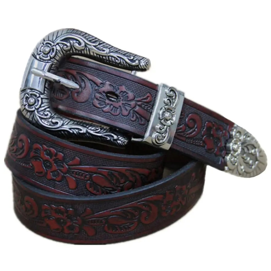 Ceinture Western Vintage En Cuir - Boucle Et Pointe Argentée - Taille 28 - Parfait état