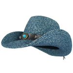 Chapeau Cowgirl Bleu avec Concho Turquoise