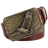 Ceinture Western en Cuir Noir pour Homme à Grosse Boucle