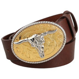 Ceinture Américaine Western en Cuir Marron