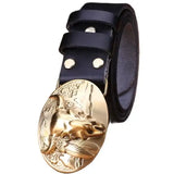 Ceinture Western en Cuir Pleine Fleur Noir