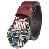 Ceinture en Cuir avec une Boucle Drapeau Américain