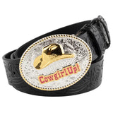 Ceinture Noire Boucle Western pour Femme
