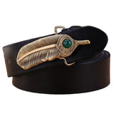 Ceinture Western Style Amérindien en Cuir Noir