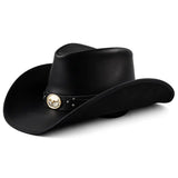 Chapeau de Cowboy en Cuir Noir Style Western
