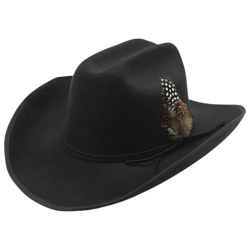 Chapeau Feutre De Cowgirl – 100% Laine – Noir – Taille Unique
